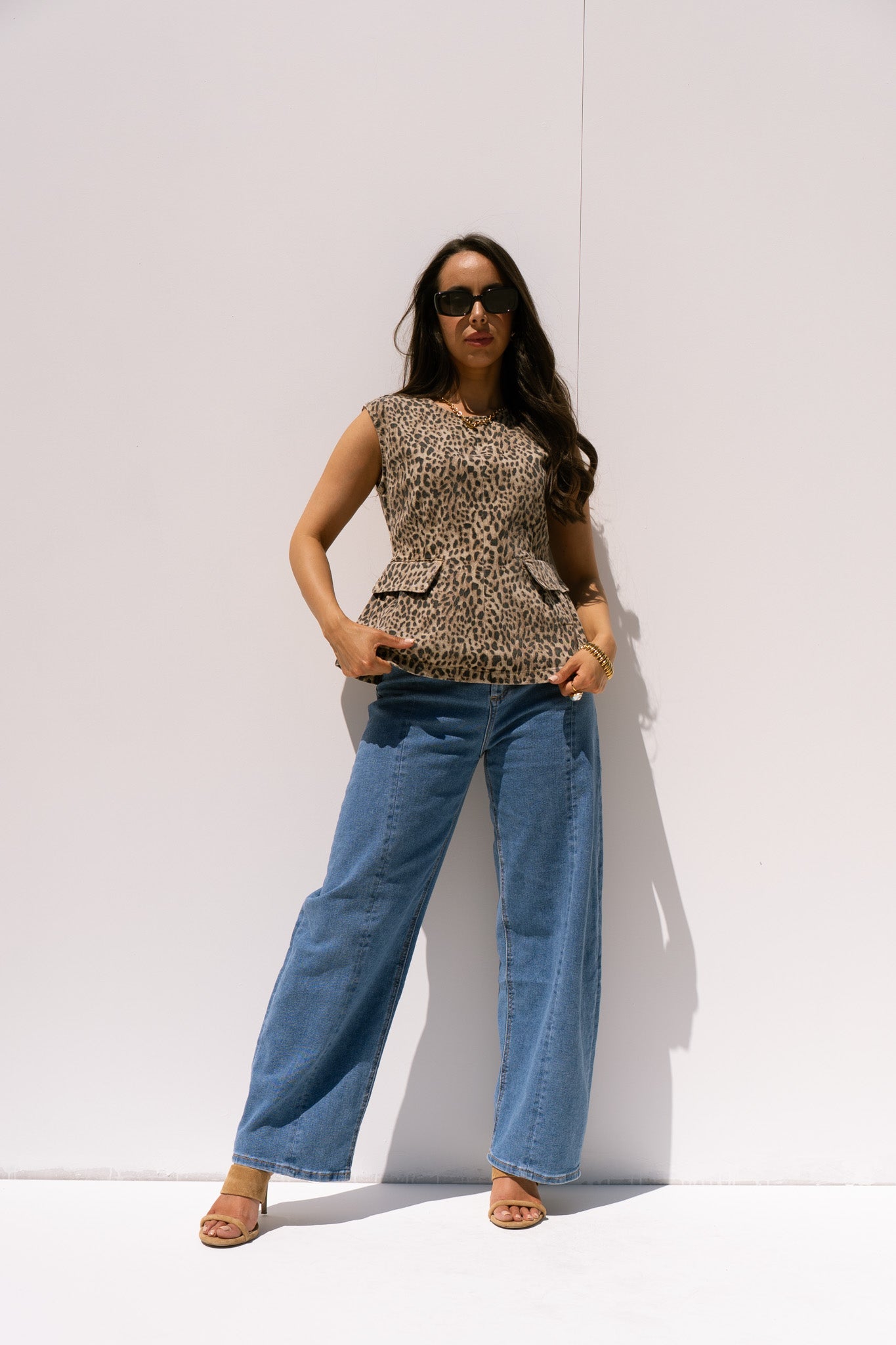 Love Laura Peplum Top In Leopard Print