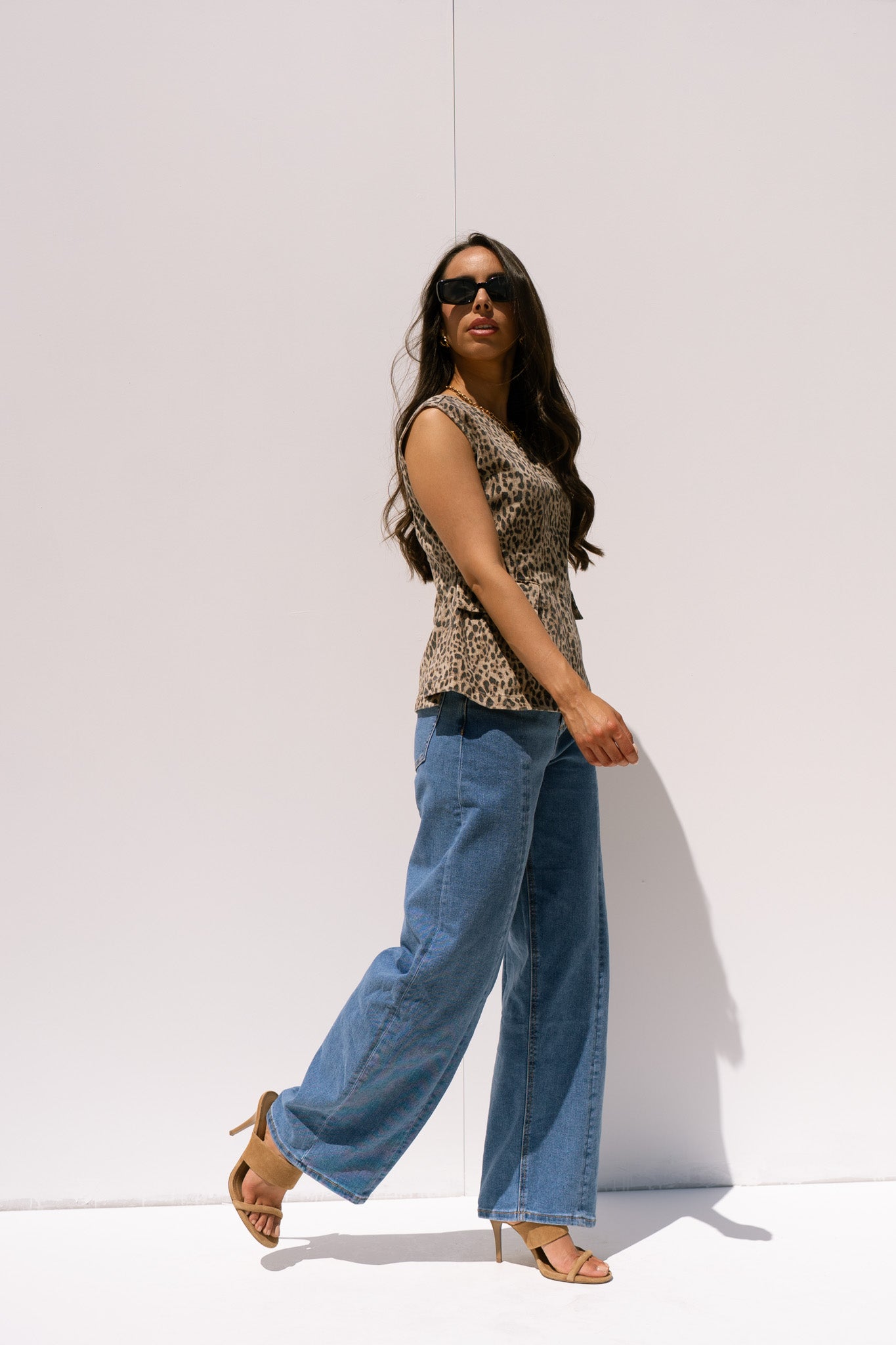 Love Laura Peplum Top In Leopard Print