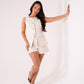 Love Laura Chocolate Stitched Waistcoat In Cream