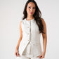 Love Laura Chocolate Stitched Waistcoat In Cream