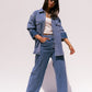 Love Laura Denim Shacket In Mid Wash