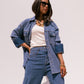 Love Laura Denim Shacket In Mid Wash