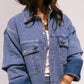 Love Laura Denim Shacket In Mid Wash