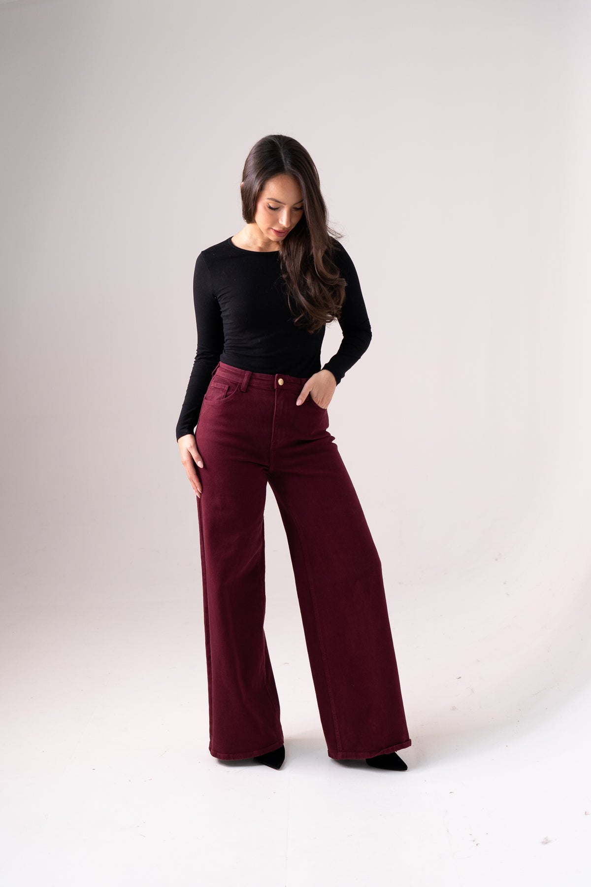 Love Laura Everyday Jeans In Burgundy
