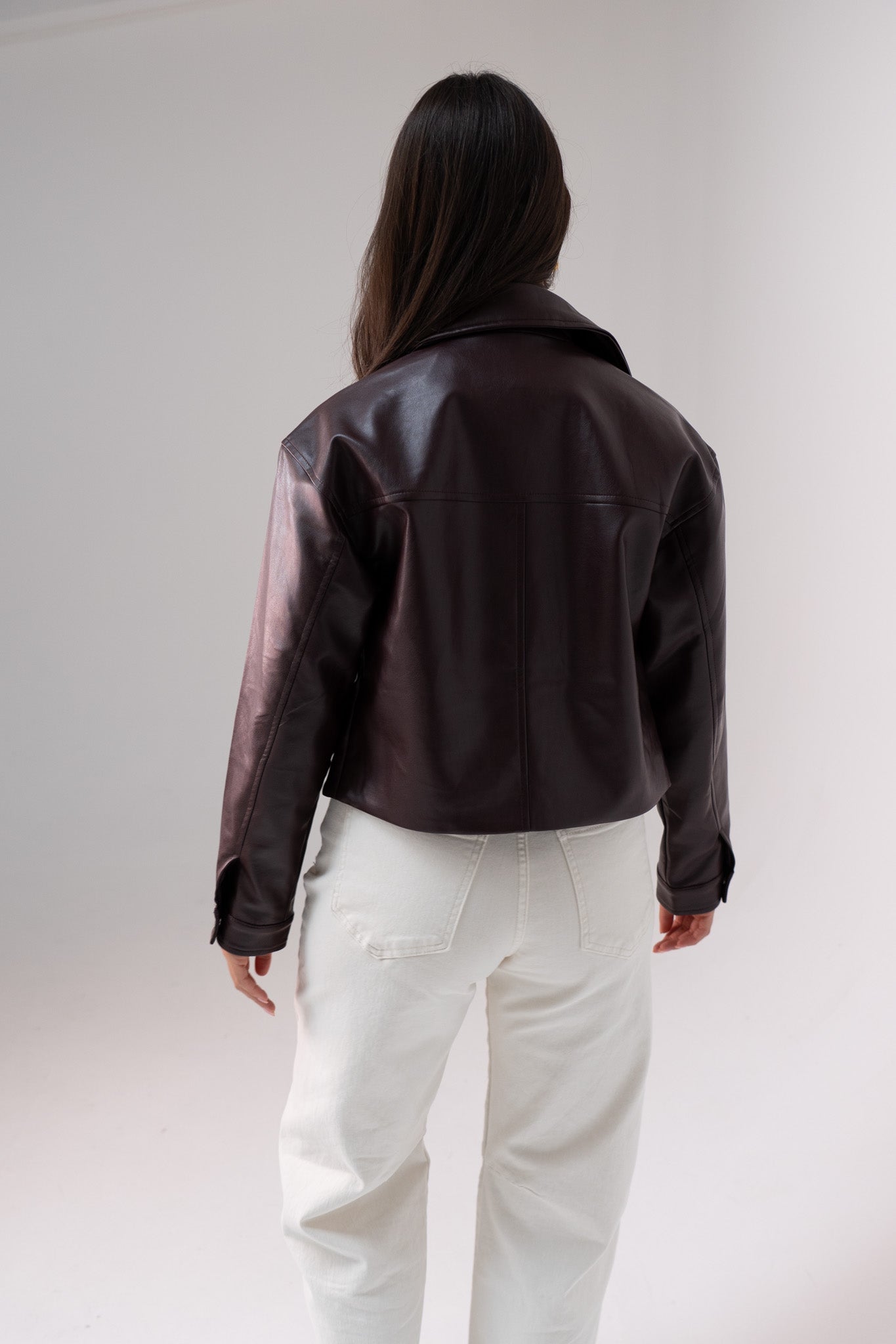 Love Laura Faux Leather Jacket In Merlot