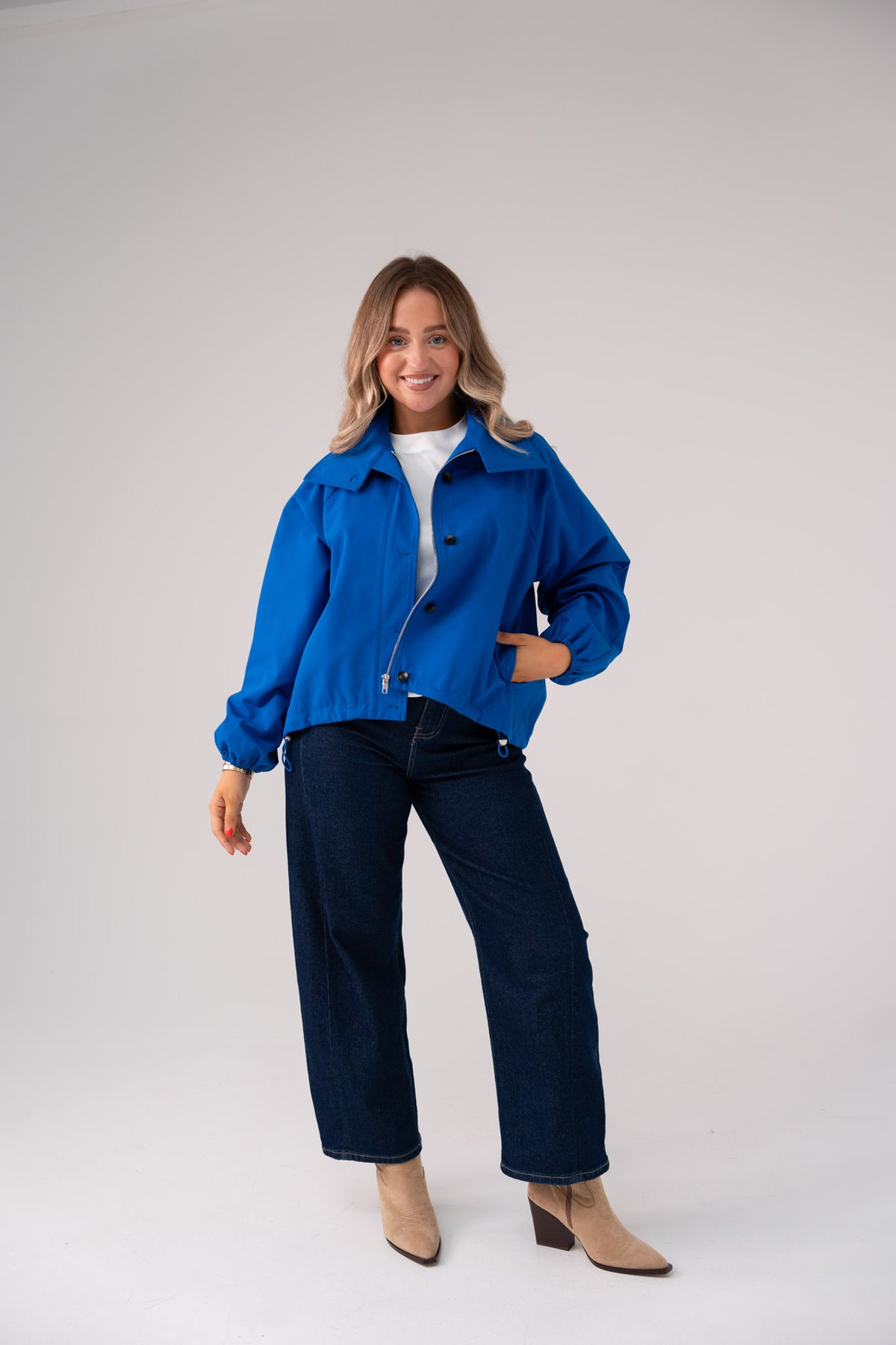 Love Laura Funnel Neck Jacket In Blue