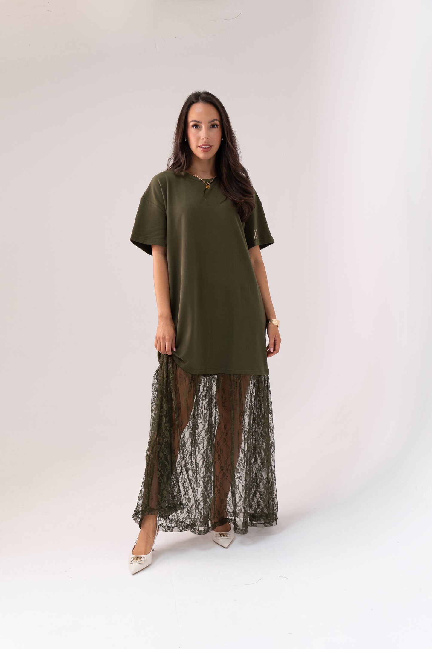 Love Laura Contrast T-Shirt Dress In Khaki