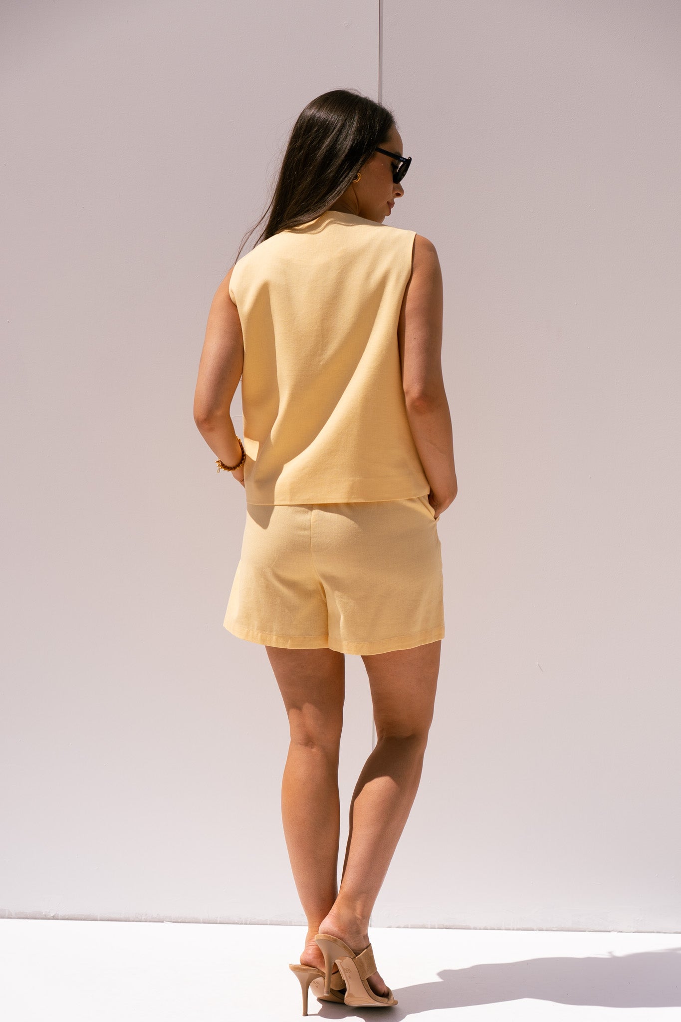 Love Laura Linen Shorts In Lemon