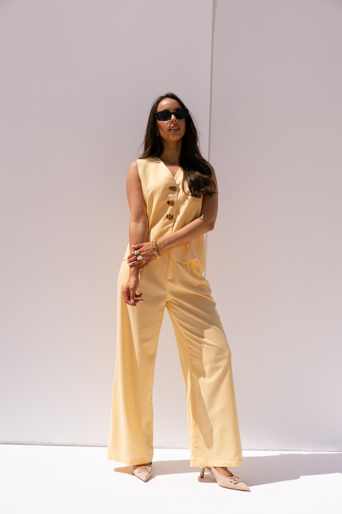 Love Laura Linen Trousers In Lemon