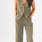 Love Laura Pinstripe Waistcoat In Khaki