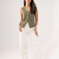 Love Laura Pinstripe Waistcoat In Khaki