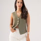 Love Laura Pinstripe Waistcoat In Khaki