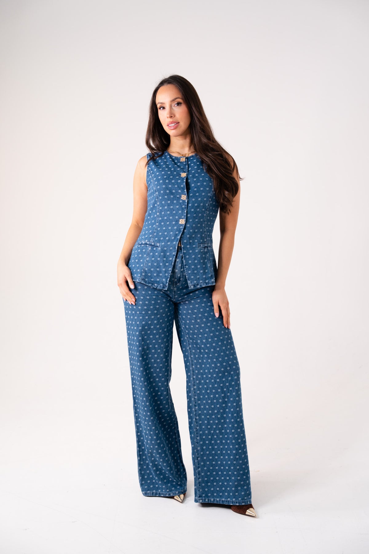 Love Laura Polka Dot Jeans In Dark Wash