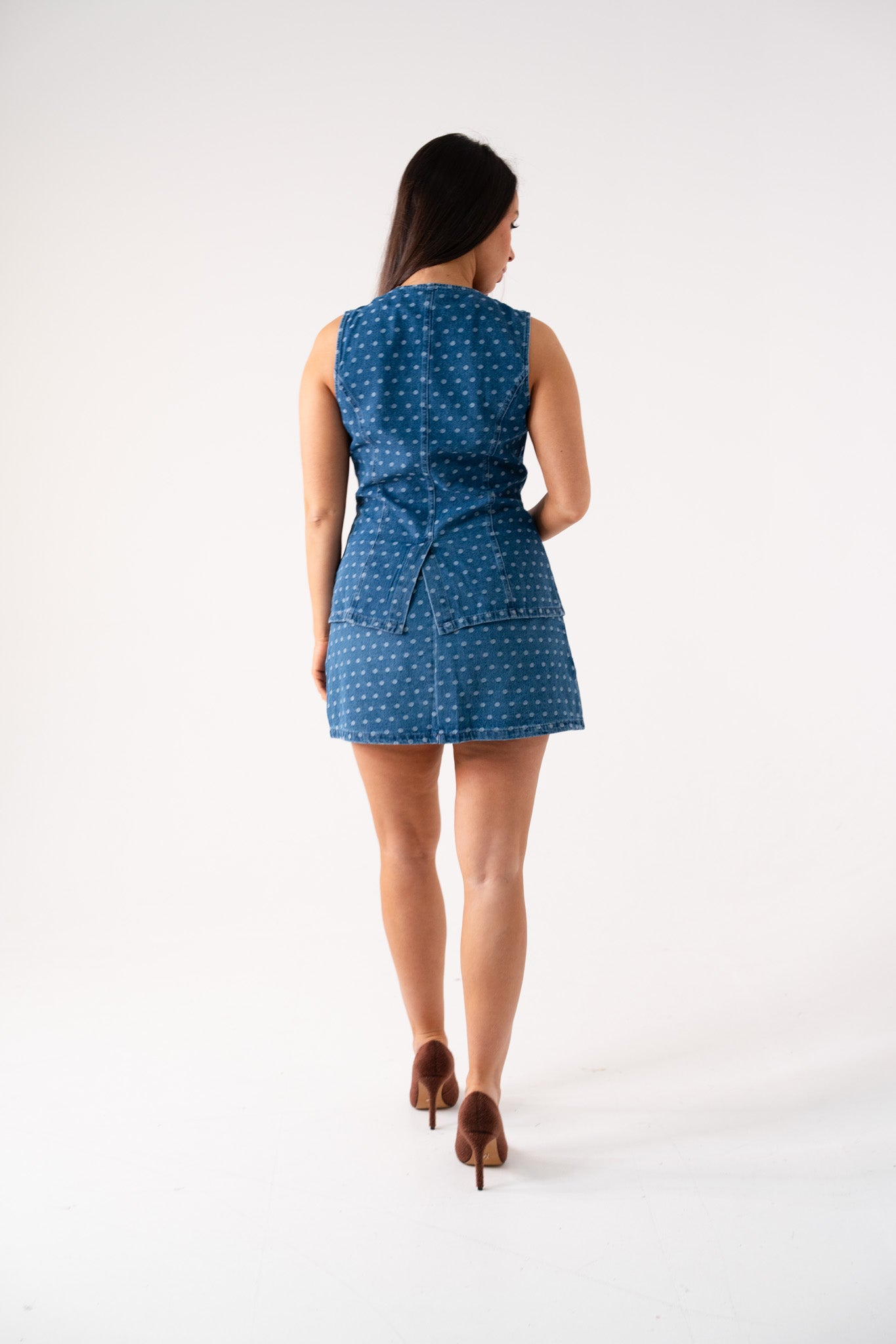 Love Laura Polka Dot Skort In Dark Wash