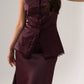 Love Laura Lace Trim Satin Waistcoat In Burgundy