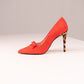 Love Laura Statement Bow Heel In Red Suede