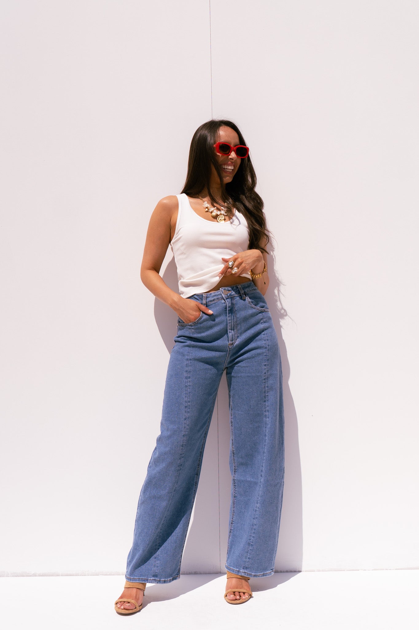 Love Laura Barrell Jeans In Mid Wash