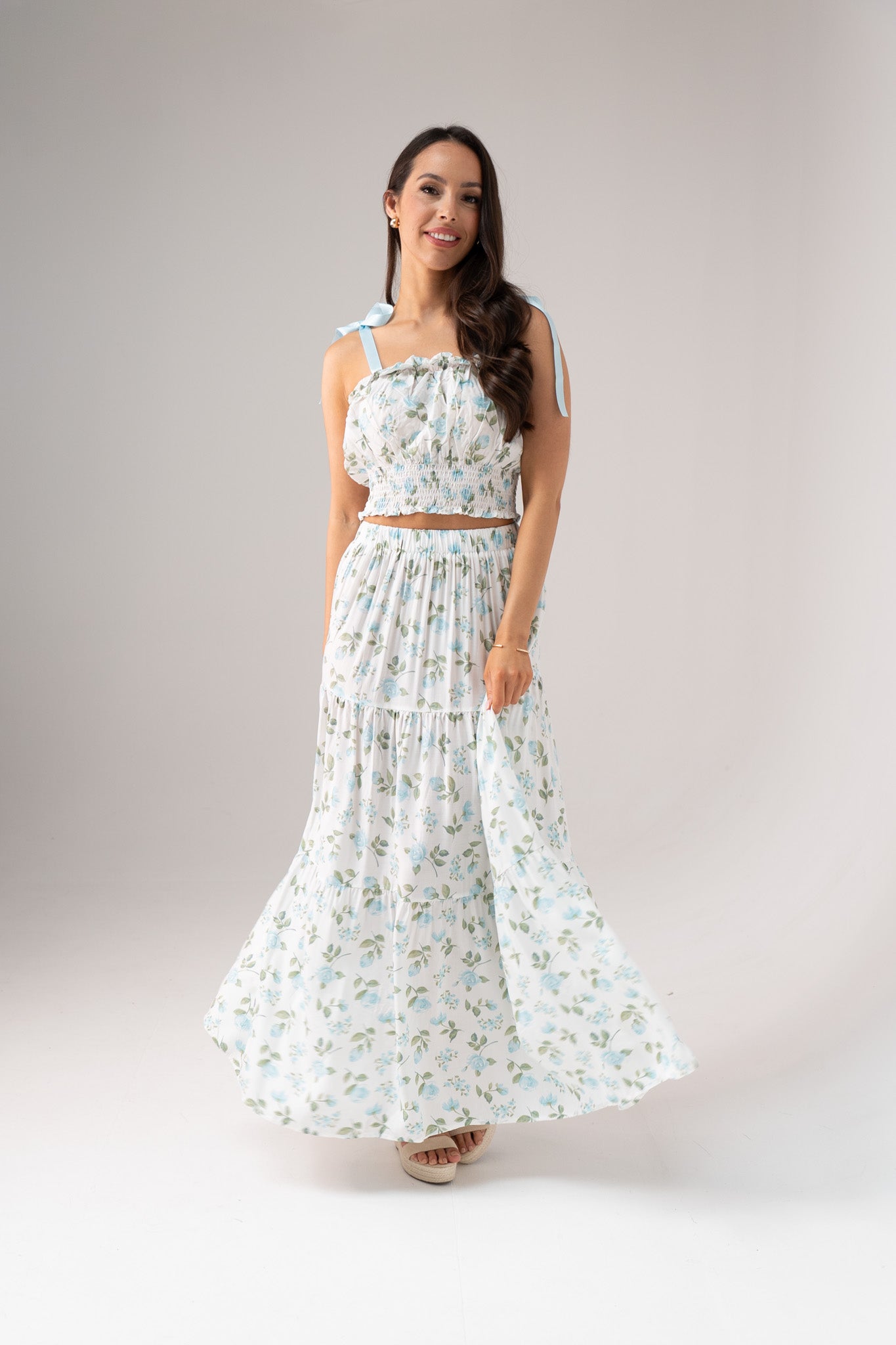 Maddie Floral Two Piece In Blue Mix