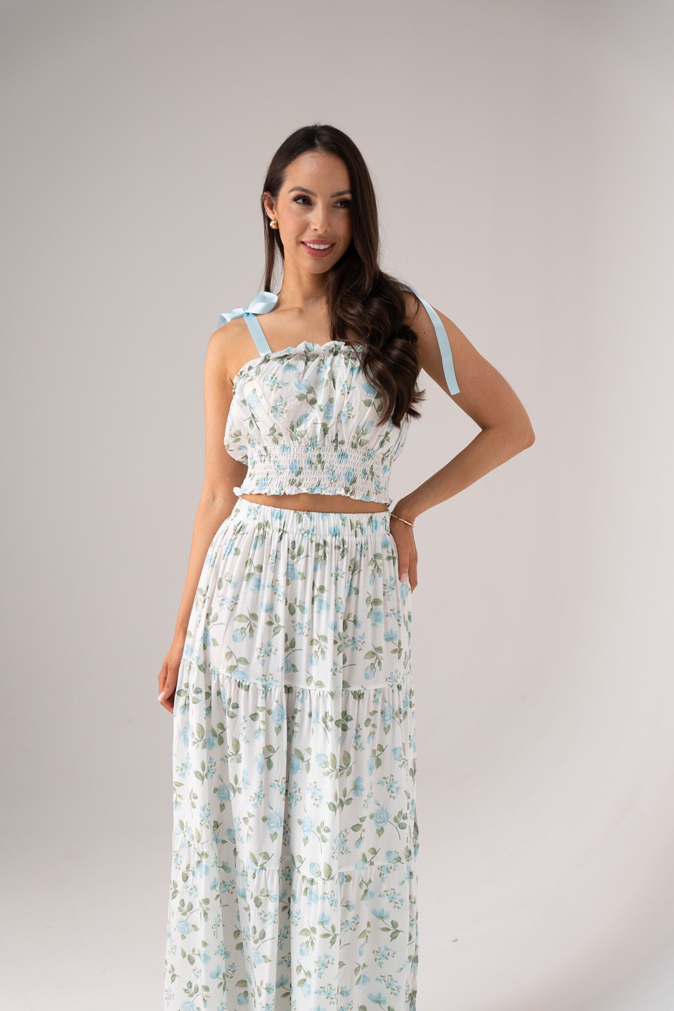 Maddie Floral Two Piece In Blue Mix