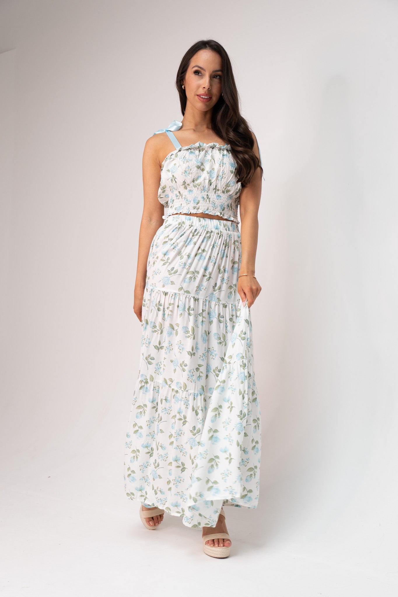 Maddie Floral Two Piece In Blue Mix