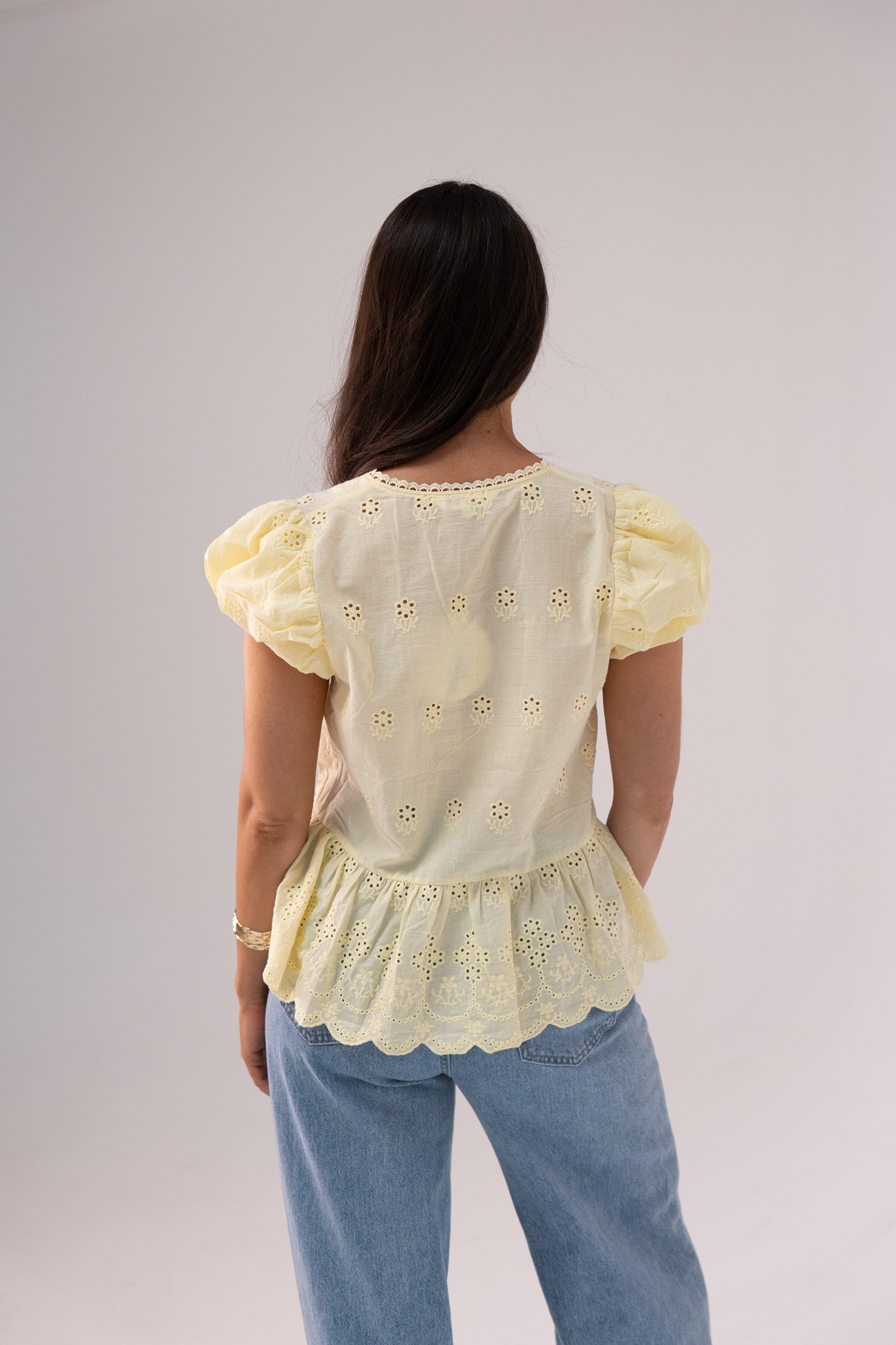 Maria Puff Sleeve Blouse In Yellow