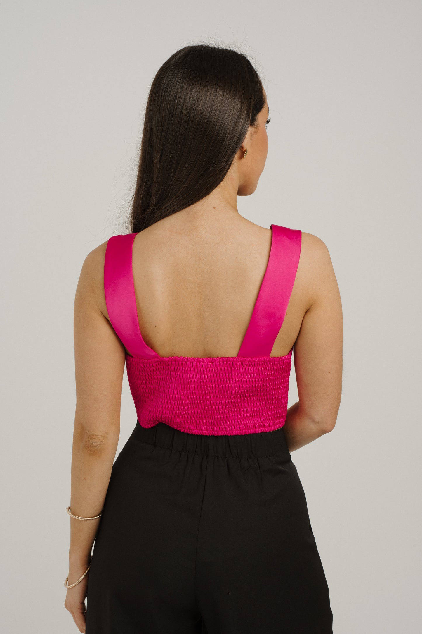 Maria Satin Crop Top In Fuchsia