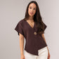Maria Short Sleeve Cardigan In Chocolate