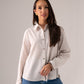 Megan Leopard Print Trim Shirt In White