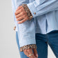 Megan Leopard Print Trim Shirt In Blue