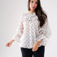 Megan Polka Dot Bardot Blouse In Cream