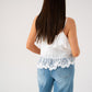 Megan Spotted Lace Trim Cami In White