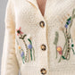 Melanie Embroidered Floral Cardigan In Cream