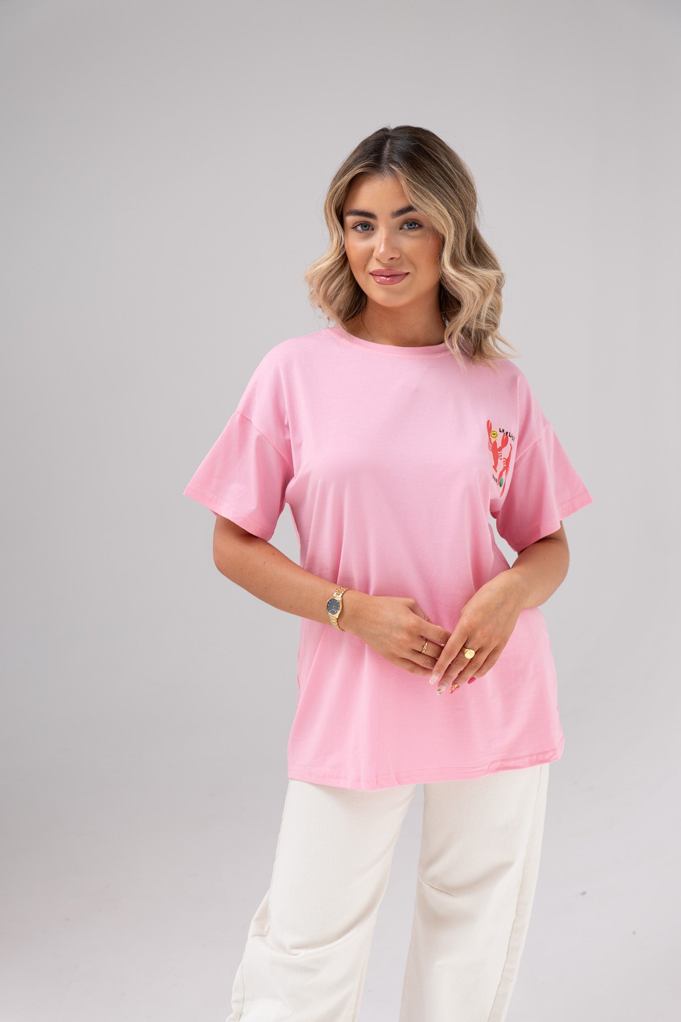 Melanie Lobster Graphic T-Shirt In Pink