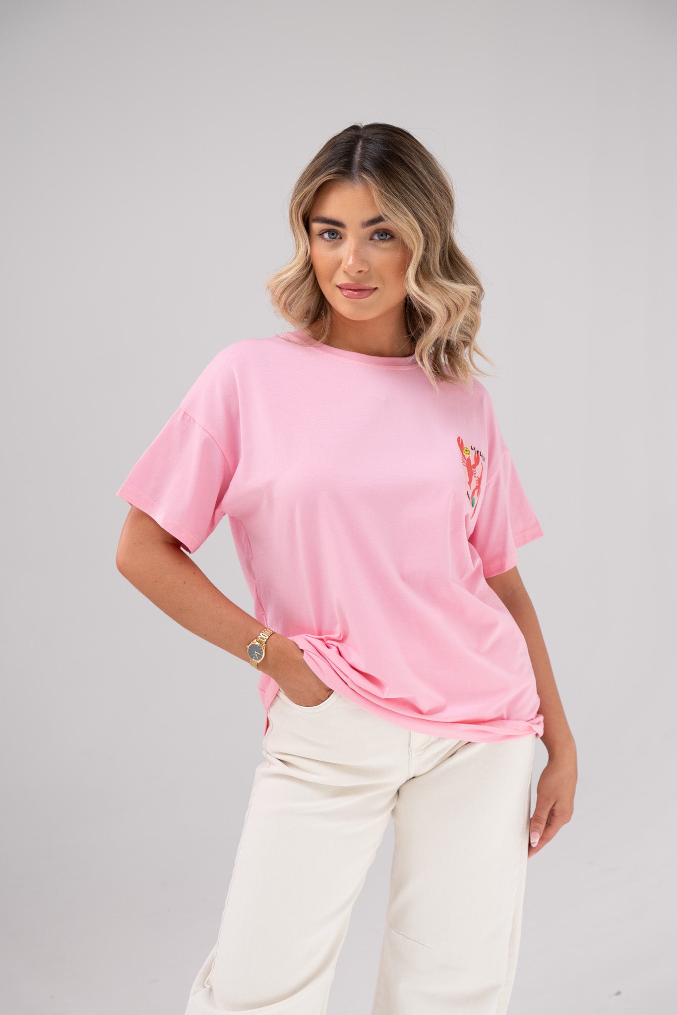 Melanie Lobster Graphic T-Shirt In Pink