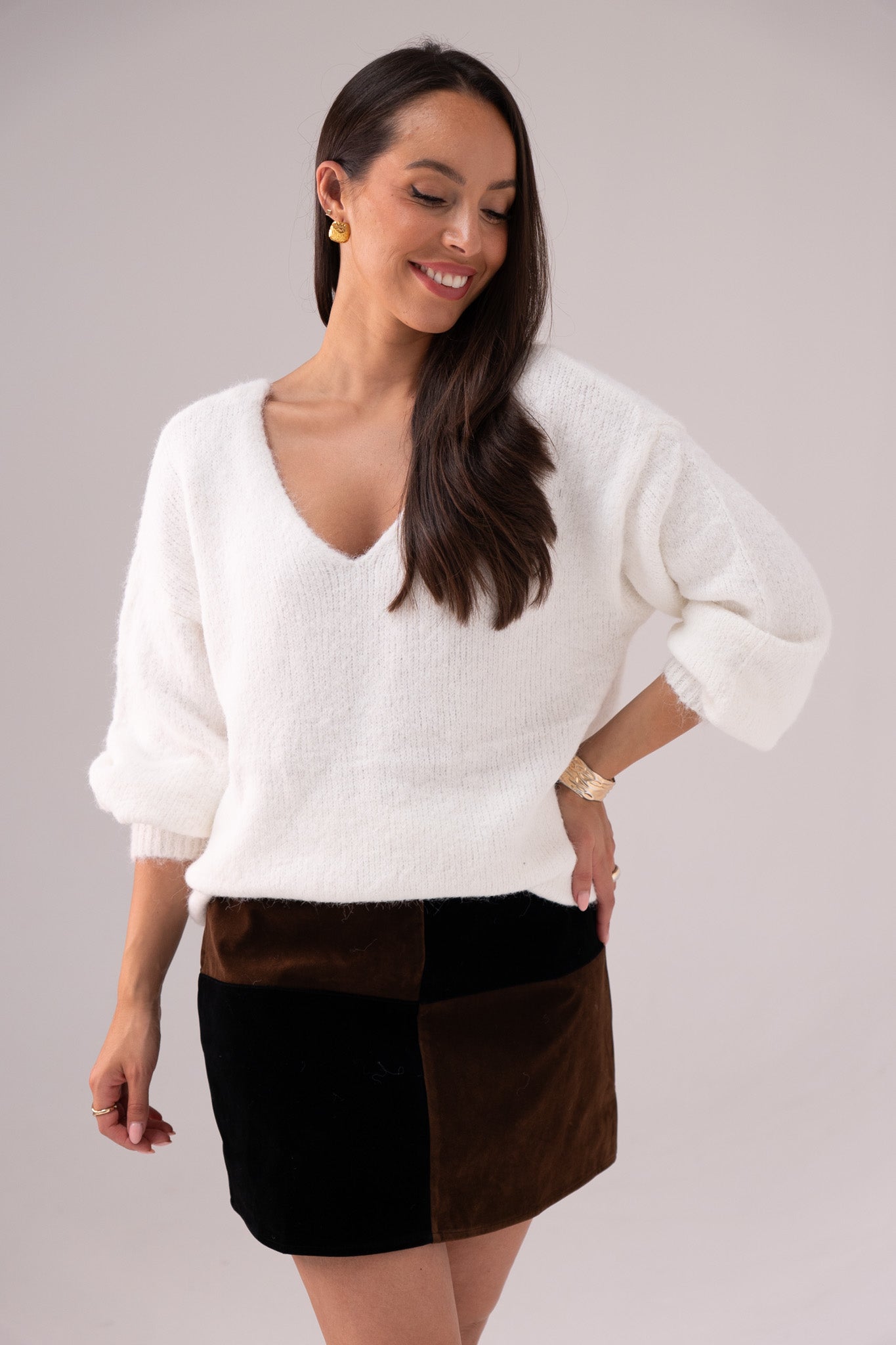 Millie Bow Detail Jumper In Monochrome