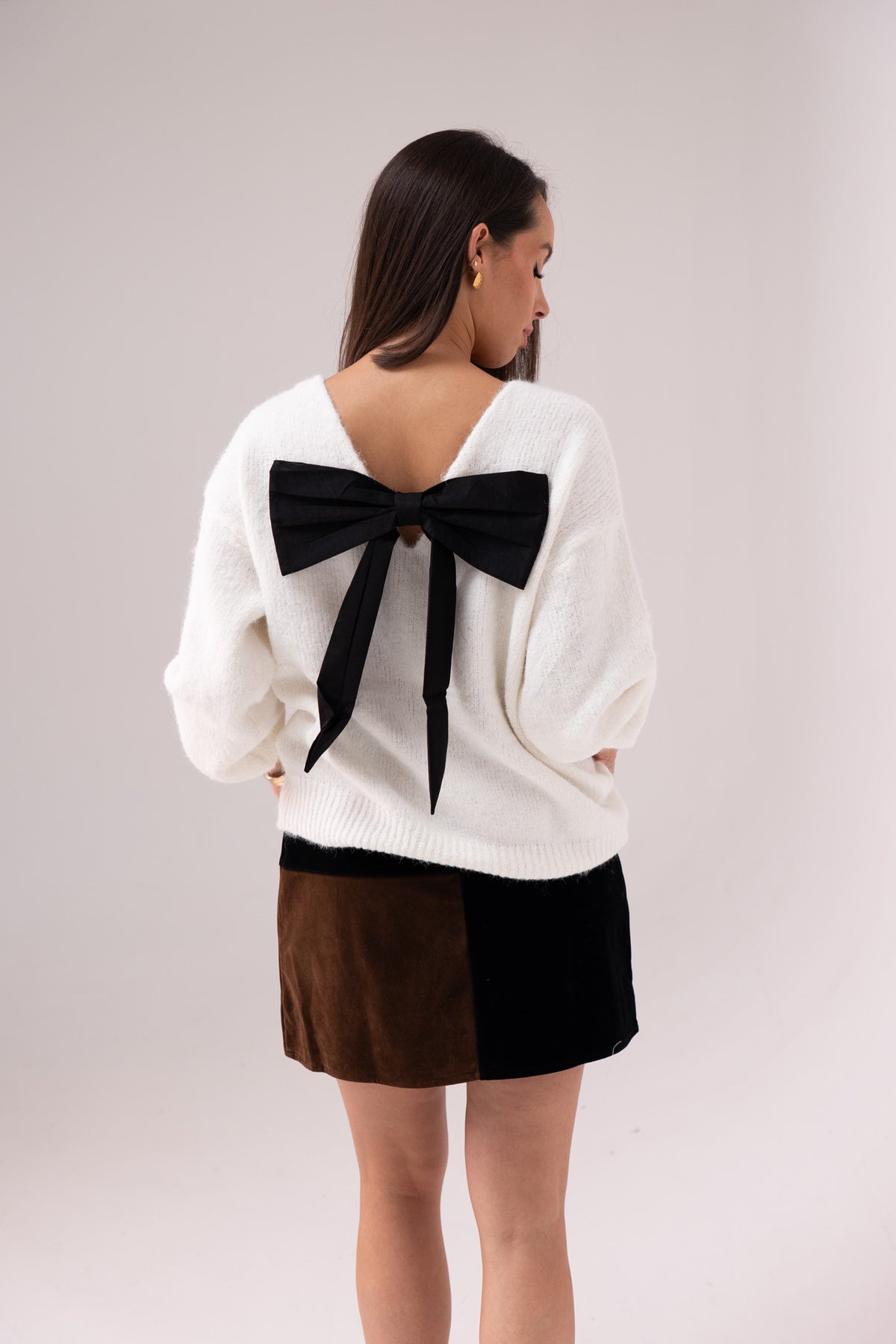 Millie Bow Detail Jumper In Monochrome