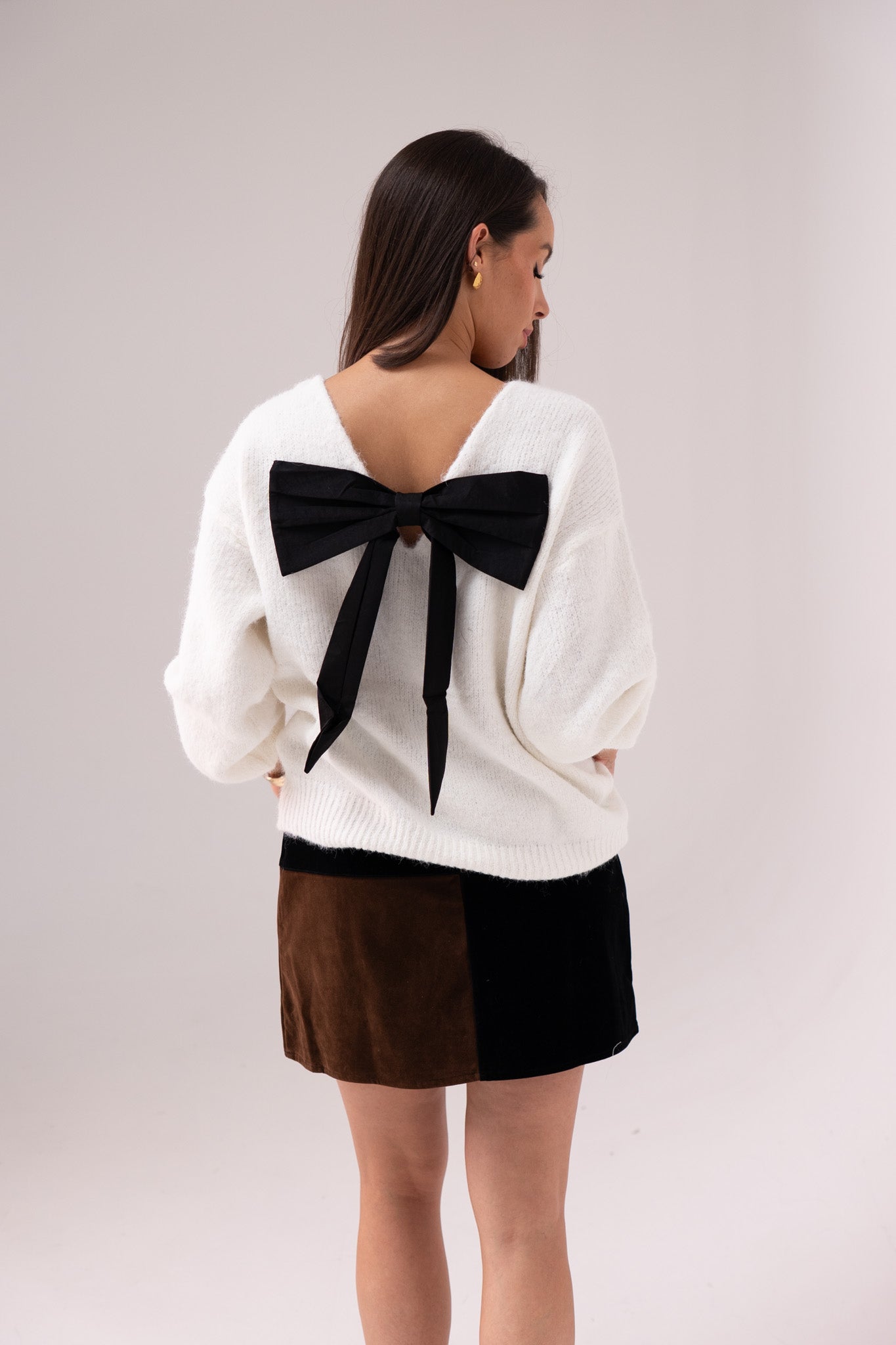 Millie Bow Detail Jumper In Monochrome
