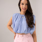 Millie Bubble Hem Top In Blue