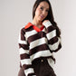 Millie Chocolate Stripe Rugby Top In Cream