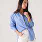 Millie Contrast Collar Stripe Shirt In Blue