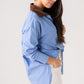 Millie Contrast Collar Stripe Shirt In Blue