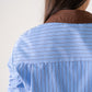 Millie Contrast Collar Stripe Shirt In Blue