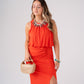 Millie Drape Detail Maxi Dress In Coral