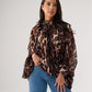 Millie High Neck Drape Top In Leopard Print