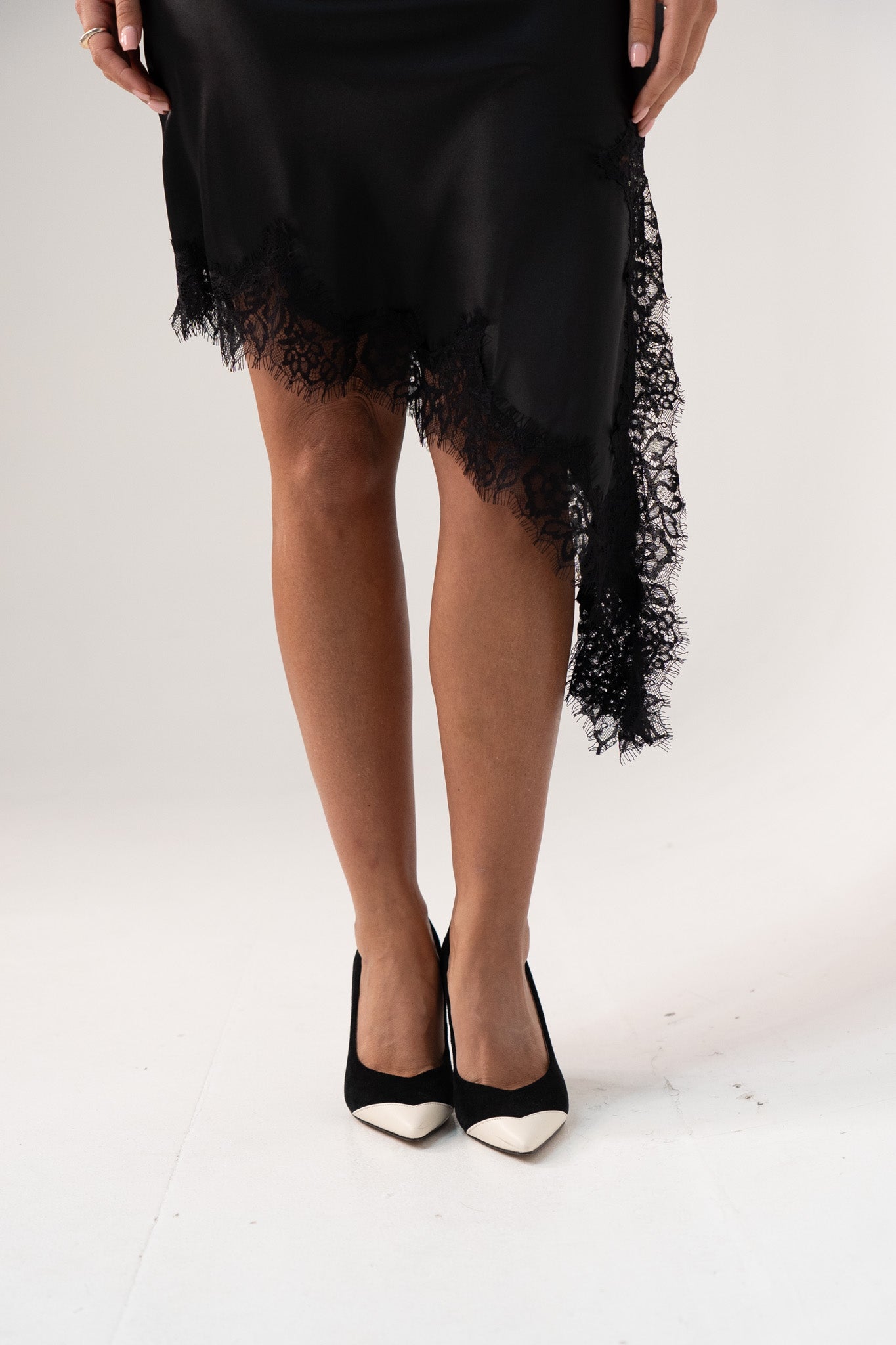 Millie Lace Trim Cami Dress In Black