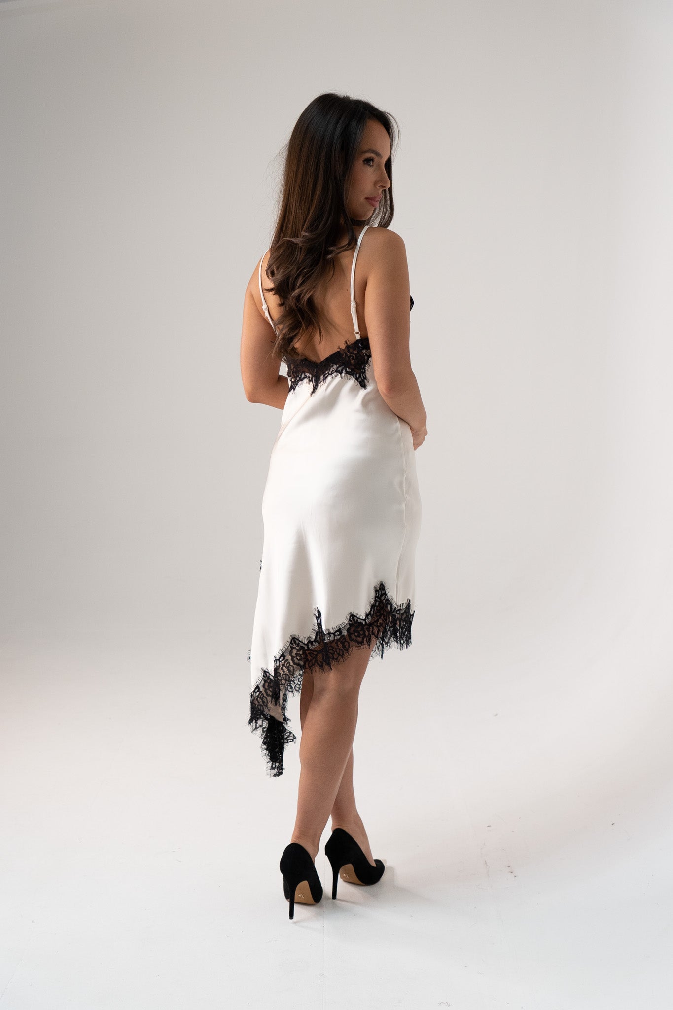 Millie Lace Trim Cami Dress In Cream