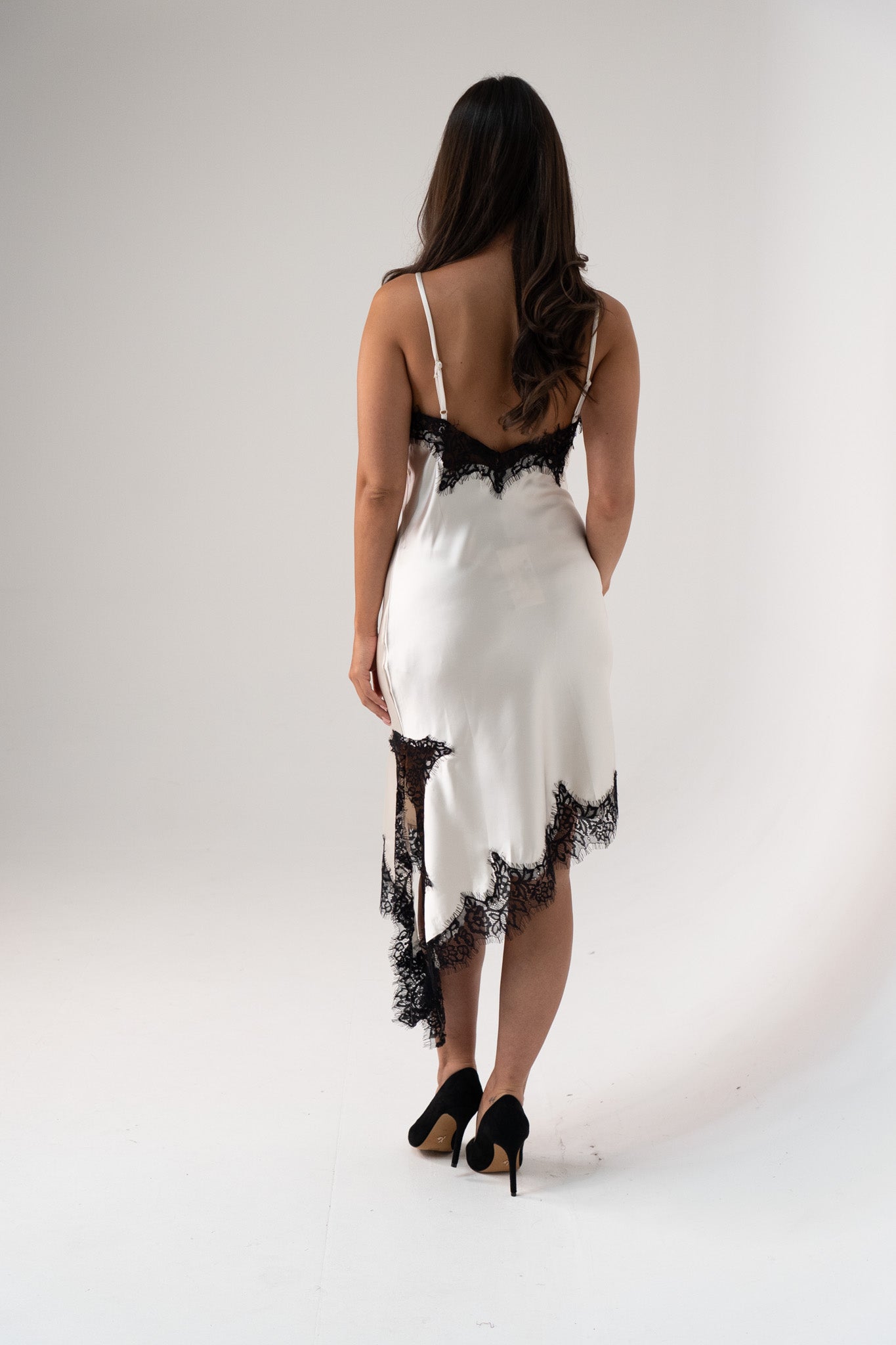 Millie Lace Trim Cami Dress In Cream