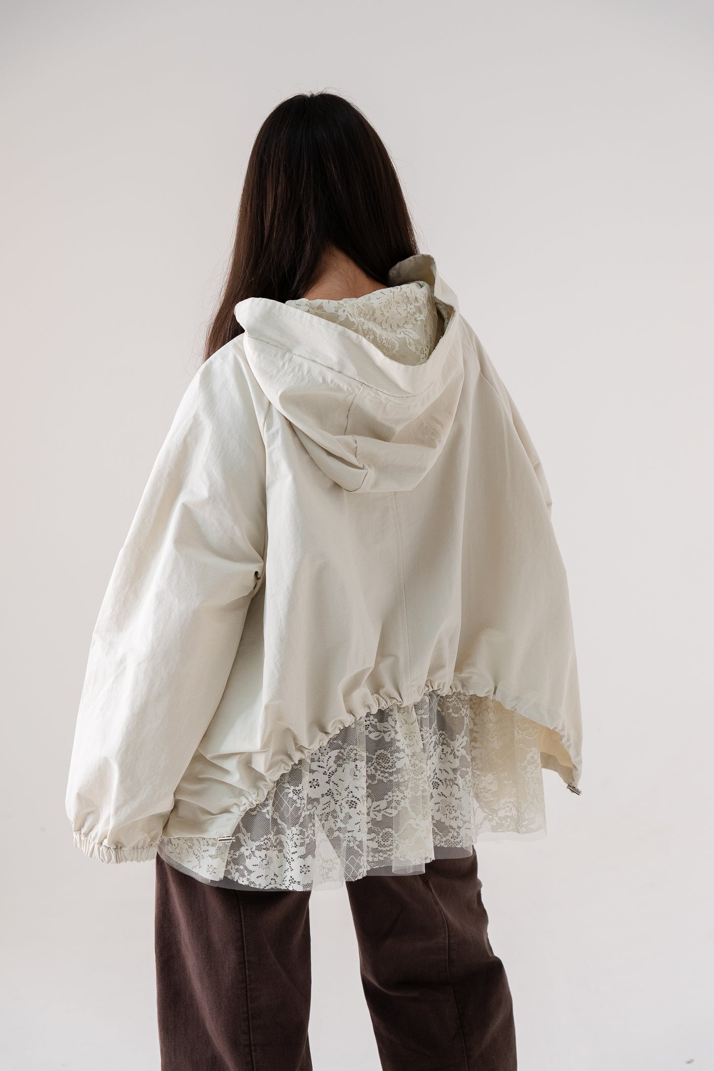 Millie Lace Trim Jacket In Cream