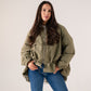 Millie Lace Trim Jacket In Khaki