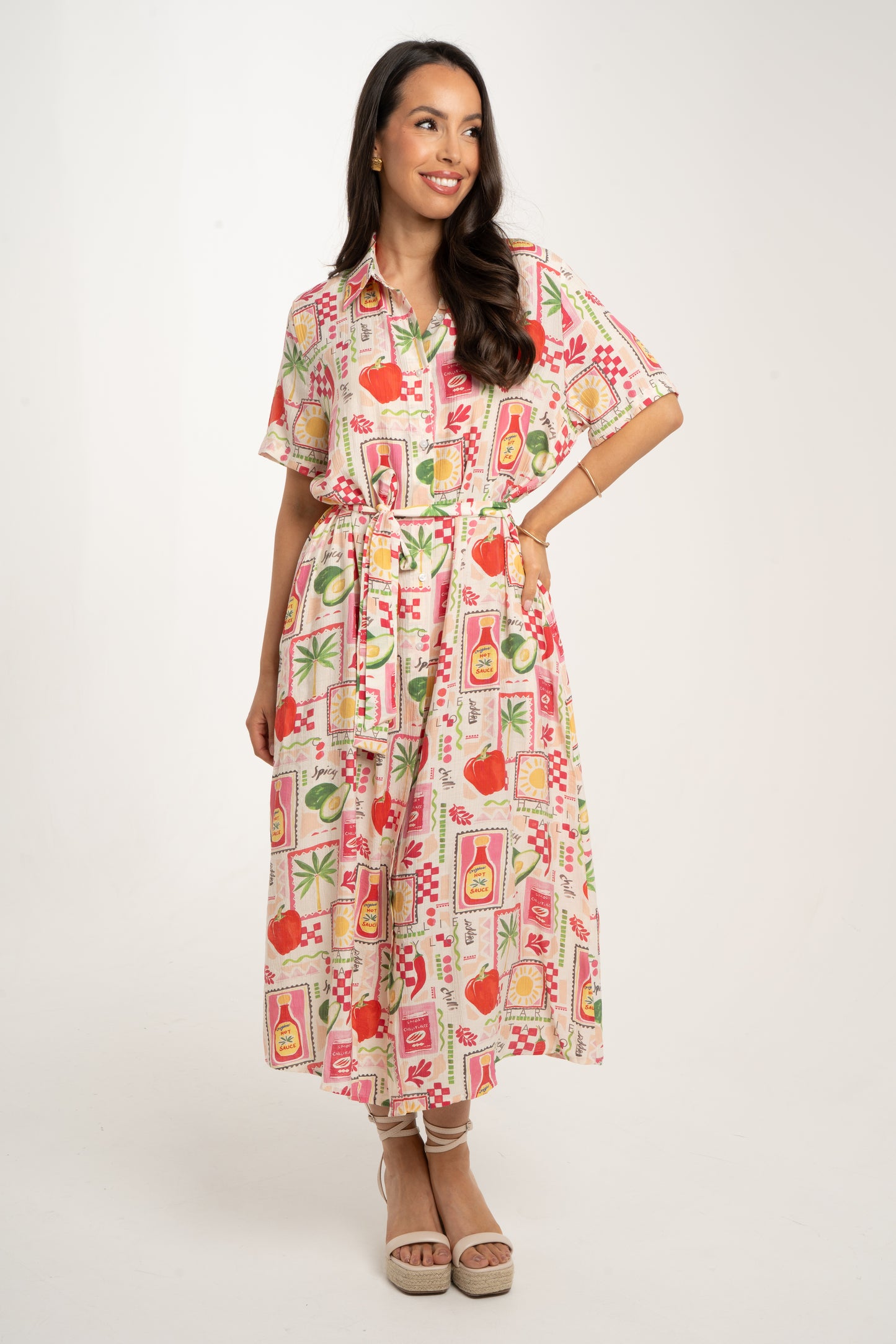 Millie Multi Print Dress In Pink Mix